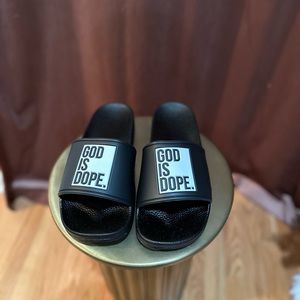 God is Dope Black and white slides size 12